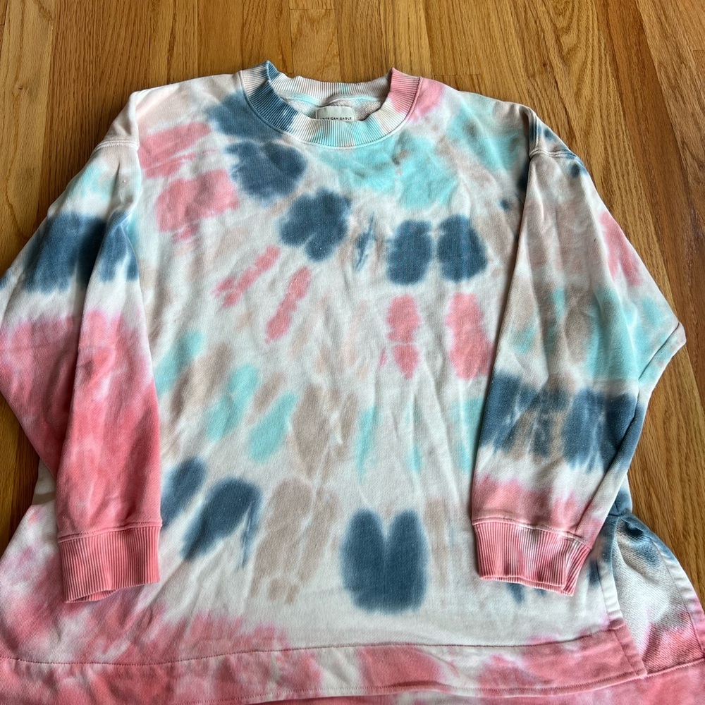 Tie-Dye Sweatshirt in Pink, Blue, and Tan